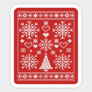 Christmas Lover Cross Pattern Sampler Artistic Design White Sticker